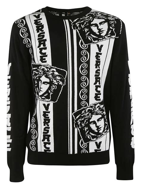 versace pullover schwarz weiß|Versace jumper men's.